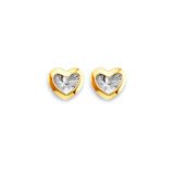 14K Two Tone Gold DC Heart Push Back Earrings