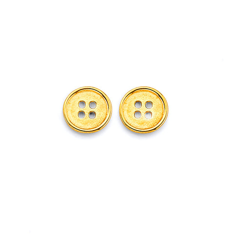 14K Yellow Gold Buttons Push Back Earrings