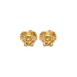 14K Yellow Gold Medusa Push Back Earrings