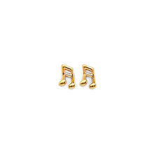 Load image into Gallery viewer, 14K Two Tone Gold Music Note Push Back Earrings