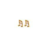 14K Two Tone Gold Music Note Push Back Earrings