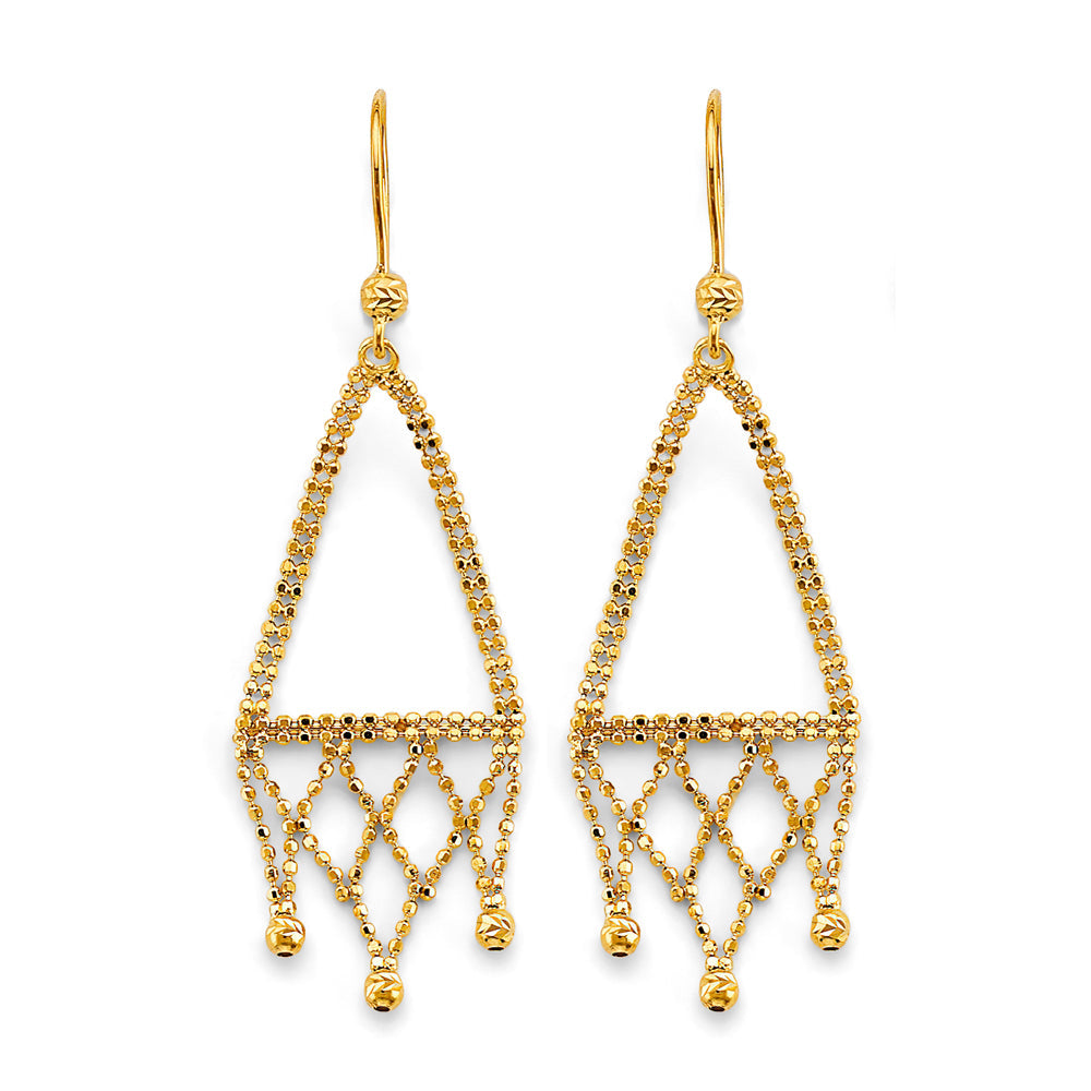 14K Yellow Gold Beaded Earrings