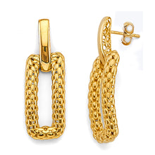 Load image into Gallery viewer, 14K Yellow Gold Hollow Mesh Rectanglar Design Earrings