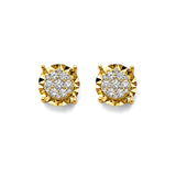 14K Yellow Gold CZ Cluster Earrings Or Set