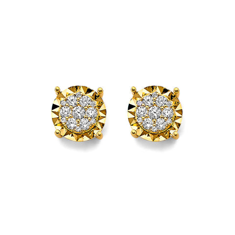 14K Yellow Gold CZ Cluster Earrings Or Set