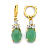 14K Yellow Gold CZ Jade Huggies Earrings Or Set