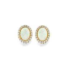 Load image into Gallery viewer, 14K Yellow Gold Opal And CZ Earrings Or Set