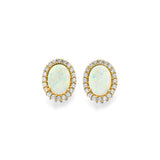 14K Yellow Gold Opal And CZ Earrings Or Set