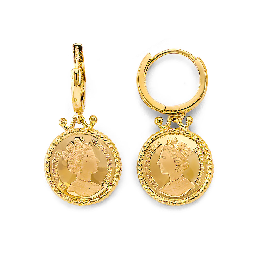 14K Yellow Gold Queen Elizabeth Earrings Or Set