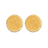 14K Yellow Gold Round Queen Elizabeth Earrings Or Set