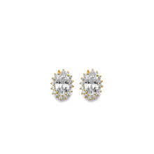 Load image into Gallery viewer, 14K Yellow Gold CZ Oval April Birth Stone Earrings