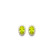 Load image into Gallery viewer, 14K Yellow Gold CZ Oval August Birth Stone Earrings