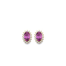 Load image into Gallery viewer, 14K Yellow Gold CZ Oval June Birth Stone Earrings