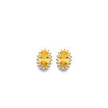 Load image into Gallery viewer, 14K Yellow Gold CZ Oval November Birth Stone Earrings