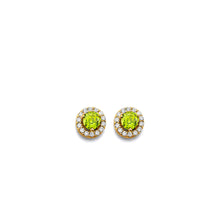 Load image into Gallery viewer, 14K Yellow Gold CZ Round August Birth Stone Earrings