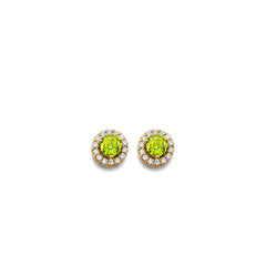 14K Yellow Gold CZ Round August Birth Stone Earrings
