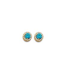 Load image into Gallery viewer, 14K Yellow Gold CZ Round December Birth Stone Earrings