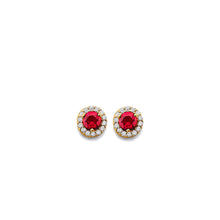 Load image into Gallery viewer, 14K Yellow Gold CZ Round July Birth Stone Earrings