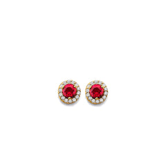14K Yellow Gold CZ Round July Birth Stone Earrings