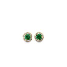 Load image into Gallery viewer, 14K Yellow Gold CZ Round May Birth Stone Earrings