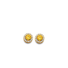 Load image into Gallery viewer, 14K Yellow Gold CZ Round November Birth Stone Earrings