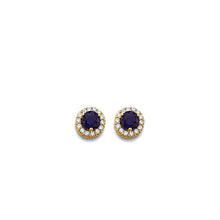 Load image into Gallery viewer, 14K Yellow Gold CZ Round September Birth Stone Earrings