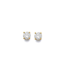 Load image into Gallery viewer, 14K Yellow Gold CZ Round Flower Basket April Birth Stone Earrings