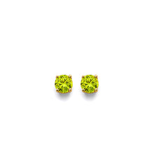 Load image into Gallery viewer, 14K Yellow Gold CZ Round Flower Basket August Birth Stone Earrings