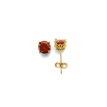 Load image into Gallery viewer, 14K Yellow Gold CZ Round Flower Basket January Birth Stone Earrings