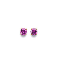 Load image into Gallery viewer, 14K Yellow Gold CZ Round Flower Basket June Birth Stone Earrings