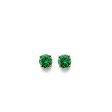 Load image into Gallery viewer, 14K Yellow Gold CZ Round Flower Basket May Birth Stone Earrings