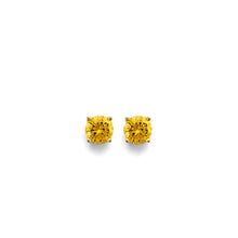 Load image into Gallery viewer, 14K Yellow Gold CZ Round Flower Basket November Birth Stone Earrings