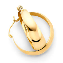 Load image into Gallery viewer, 14K Yellow Gold Graduated Plain Polish Hoop Earrings