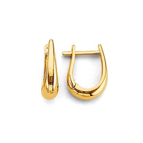 14K Yellow Gold Polish U Shape Huggies Earrings