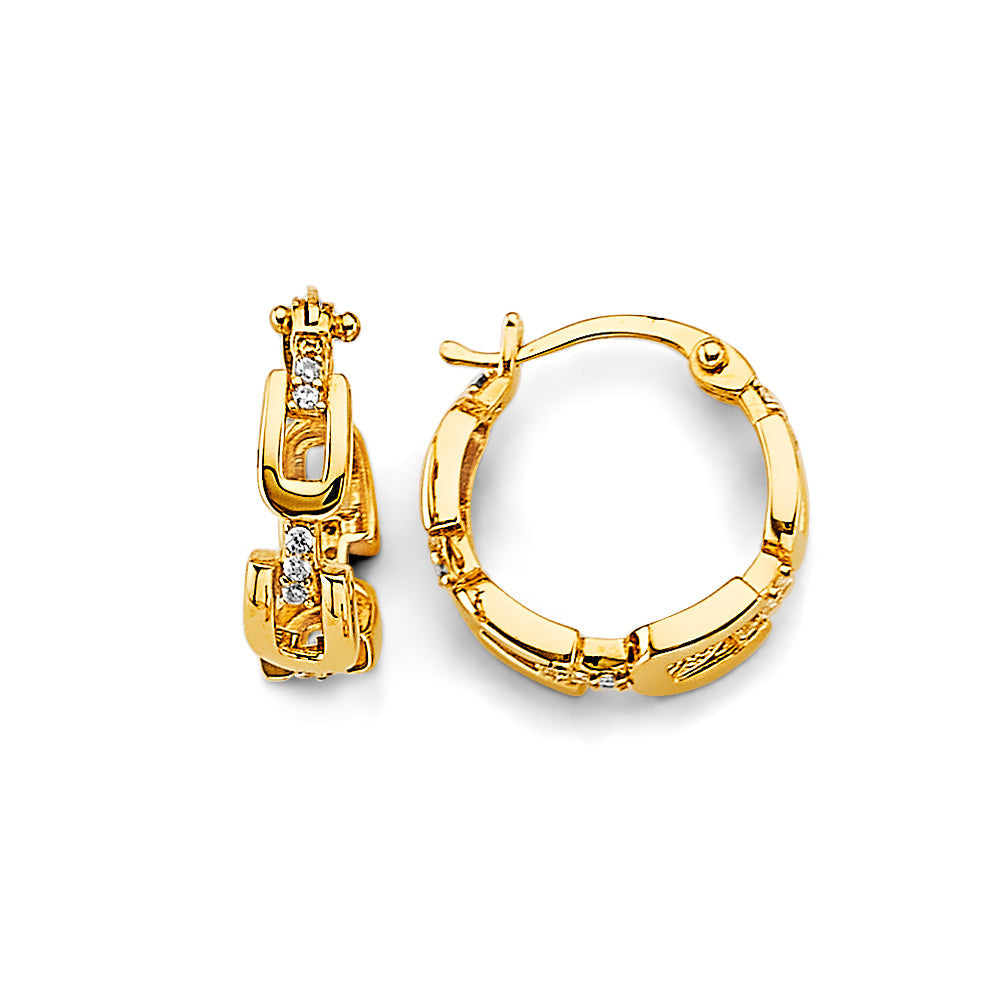 14K Yellow Gold CZ Huggies Earring