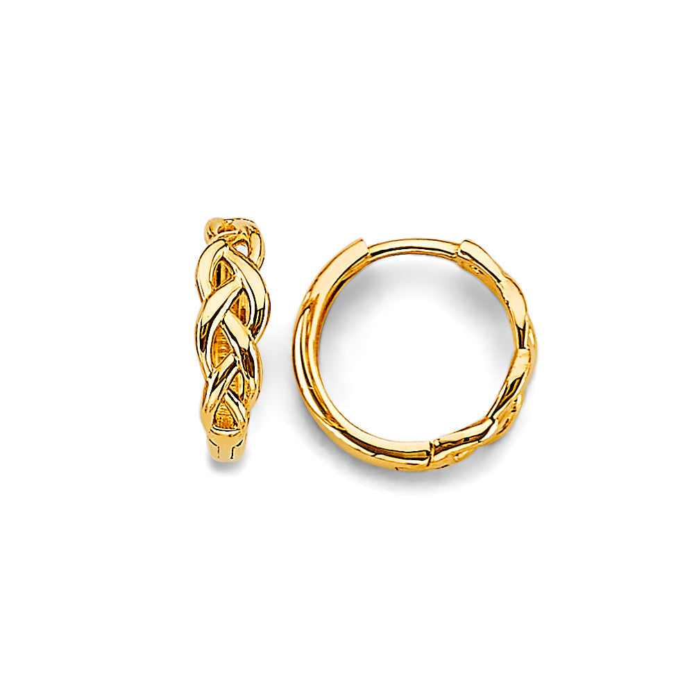 14K Yellow Gold Twist Huggies Earrings