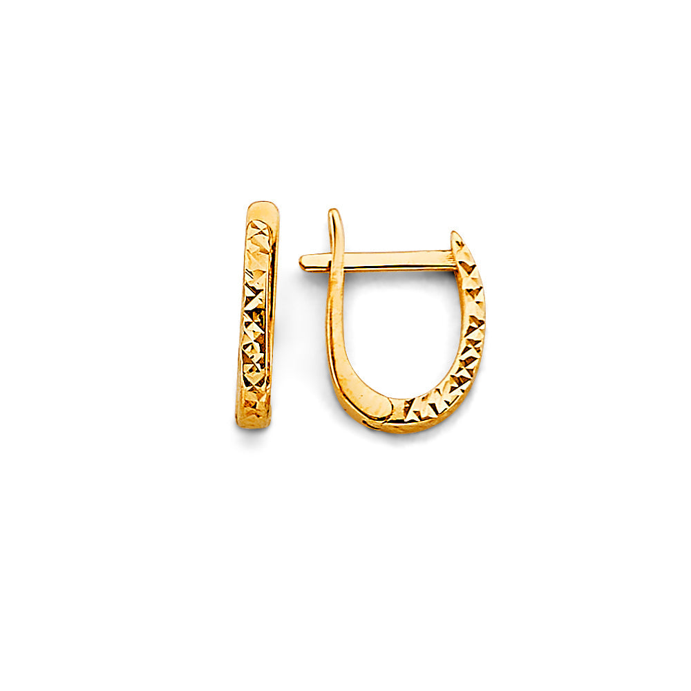 14K Yellow Gold 8mm DC Huggies Earrings