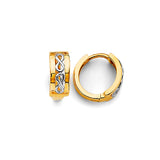 14K Two Tone Gold 10mm Huggies Earrings