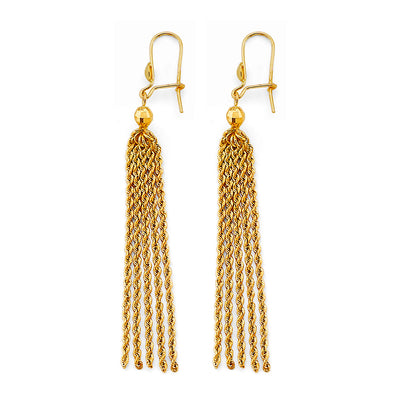14K Yellow Gold Hanging Rope Earrings