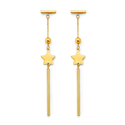 14K Yellow Gold Hanging Star With Earrings