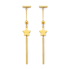 14K Yellow Gold Hanging Star With Earrings
