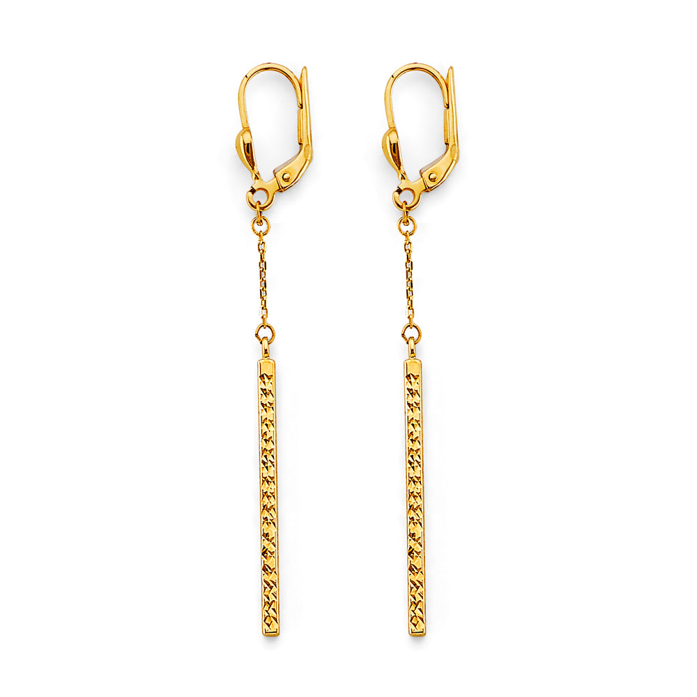 14K Yellow Gold Hanging DC Bar Earrings