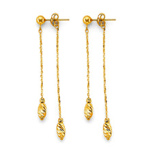 Load image into Gallery viewer, 14K Yellow Gold Hanging Double Chain With Ball Earrings