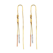 Load image into Gallery viewer, 14K Tri Color Gold Bar Double Line Earrings