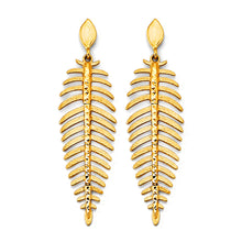 Load image into Gallery viewer, 14K Yellow Gold Fancy Leaf Drop Earrings