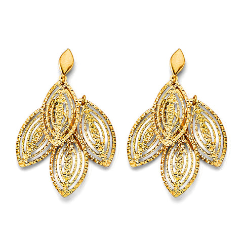 14K Yellow Gold Fancy DC Leaf Earrings