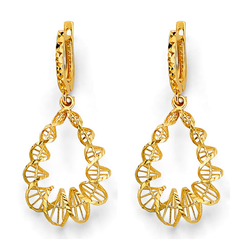 14K Yellow Gold Fancy Hanging Twist Earrings