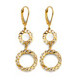 14K Yellow Gold Fancy Hanging Circle Earrings