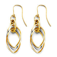 Load image into Gallery viewer, 14K Two Tone Gold Hanging Hollow Tube Earrings