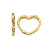 14K Yellow Gold CZ Heart Shape Huggies Earrings